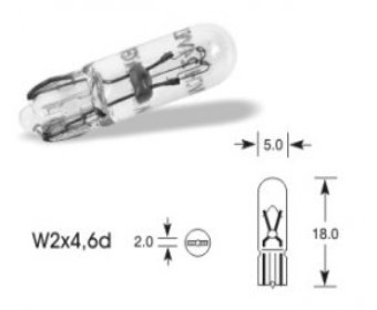 Žiarovka Elta 12V 2W W2x4, 6d celosklenená - N2