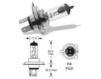 Žiarovka 12V H4 60/55W P43t-38, ELTA - N2