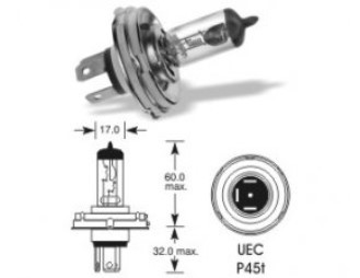 Žiarovka 12V H4 60/55W P45t-41 asymetrická, NARVA - N2
