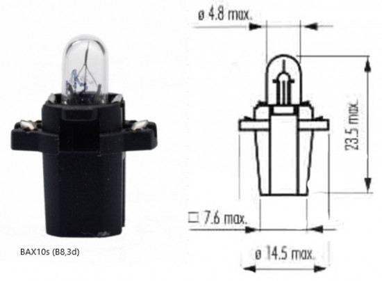 Žiarovka Narva 12V 1,2W BAX10s (B8,3d) - N2