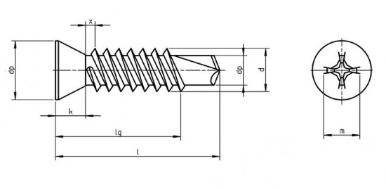 Skrutka TEX zápustná phillips DIN 7504P 4,2x25 pozink - N2