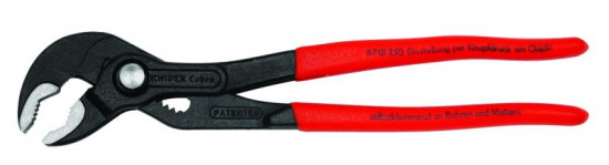 KNIPEX 87 01 400 Cobra® XL Kliešte na rúrky 95 mm a matice 90 mm, potiahnuté plastom, fosf. na šedo - N2