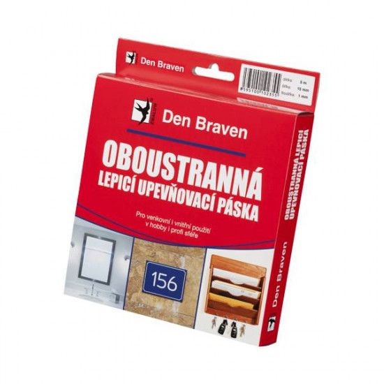 Den Braven Obojstranne lepiaca upevňovacia páska v krabičke - 25 x 1 mm x 5 m biela _B5322RL - N2
