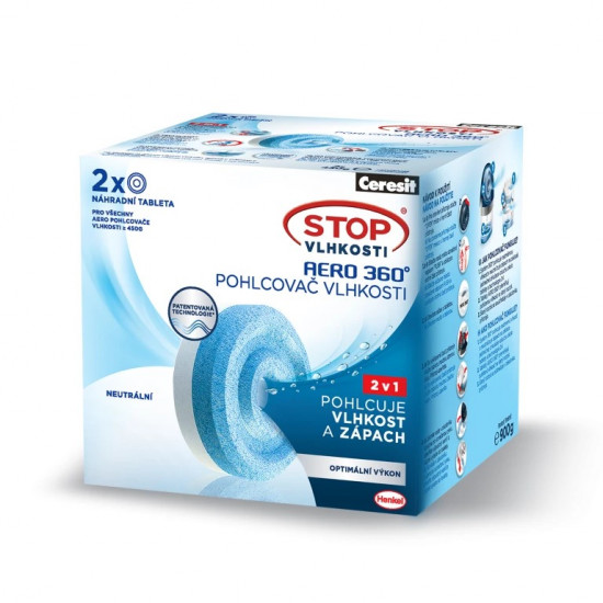 Ceresit Stop Vlhkosti AERO 360 ° náhradné tablety 2v1 neutrálne 2x450g - N2