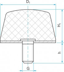 Silentblok - doraz kužeľový typ KD-4 - 38x35 M10x28 55ShA - N1