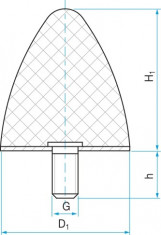Silentblok - doraz kužeľový typ KP-D 30x30 M8x20 55ShA - N1
