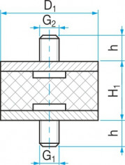 Silentblok typ 1 - 100x100 M24x41 - N1