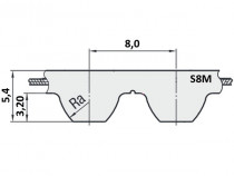 Remeň ozubený metráž S8M 30 mm - optibelt ALPHA Linear oceľ - N1
