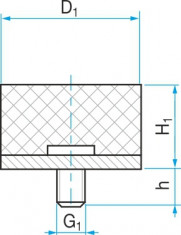 Silentblok typ 4 - 40x40 M10x15 - N1