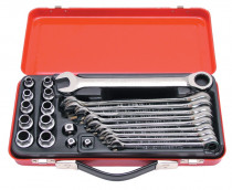 Sada kľúčov račňové kombinované s hlavicami 10-19 mm 23.dielna sada Kennedy - N1