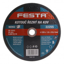 Rezný kotúč na kov 230x1,6x22,2 rovný, FESTA 22255 - N1