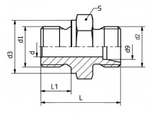 Hrdlo priame PHAM2 15L M27x1,5/M22x1,5 tvar A, tesnené kovovým krúžkom - N1